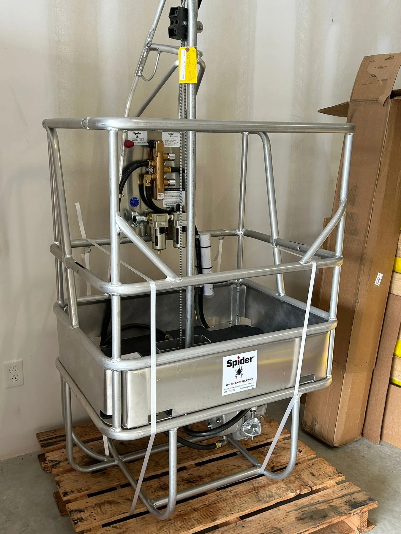 ST-17 air powered Spider basket on a pallet